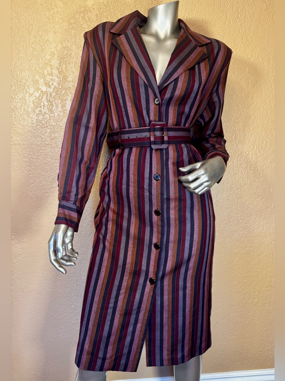 Ports International 100% Wool Shirt Dress Duster Overcoat